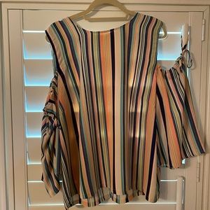 MelloDay multi color stripes blouse. Size 1X